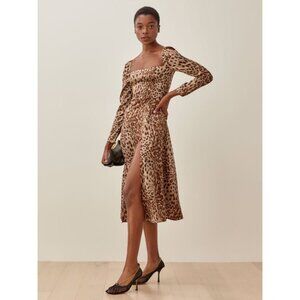Reformation NWT Maryanne Silk Long Sleeve Midi Dress in Cat size 2